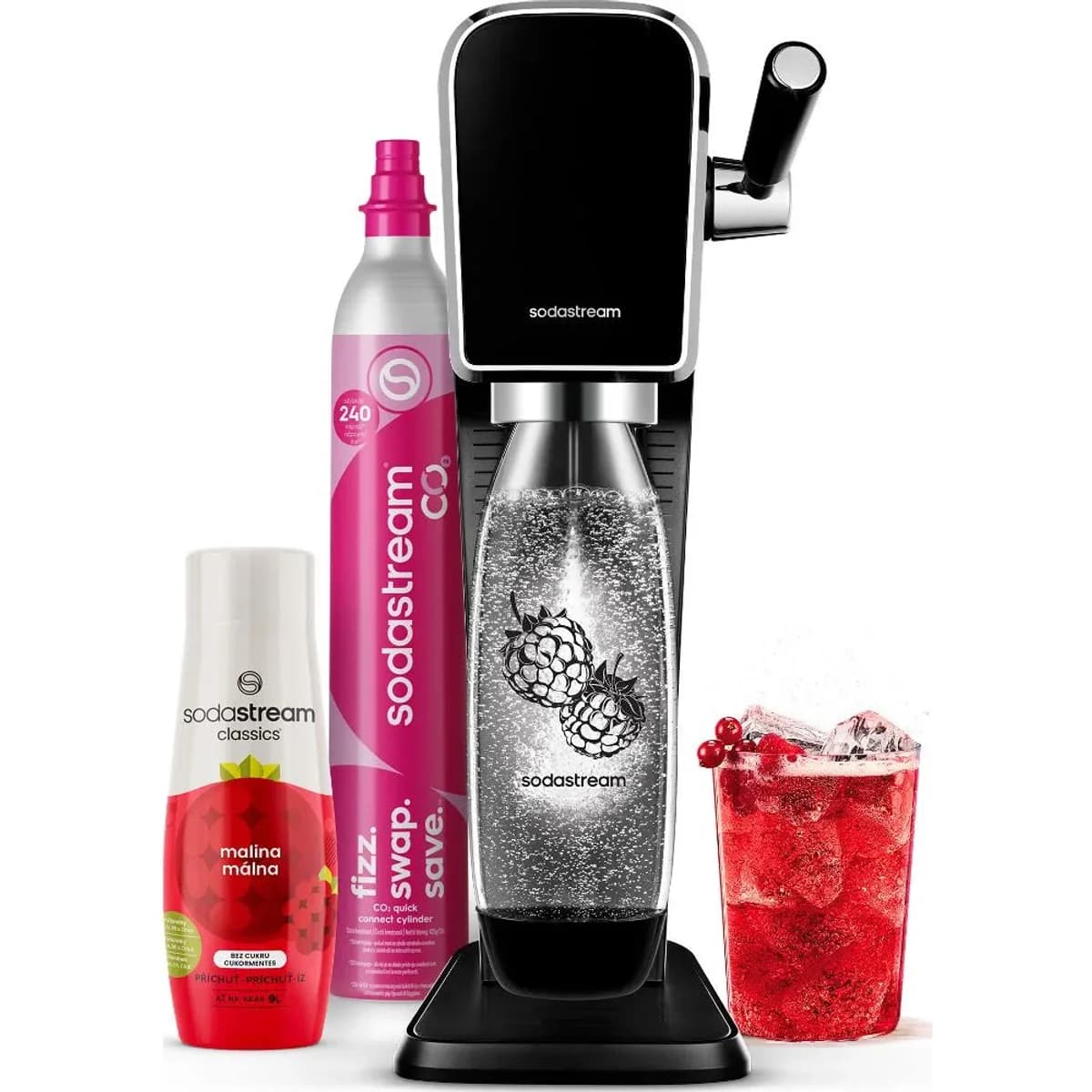 Výrobník sody Sodastream ART Black Malina Zero Mpack