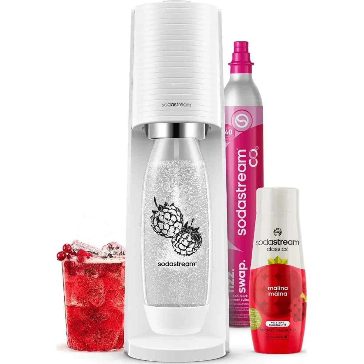 Výrobník sody Sodastream TERRA White Malina Zero Mpack